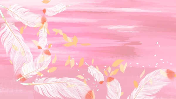 浪漫粉色唯美羽毛叶子背景设计