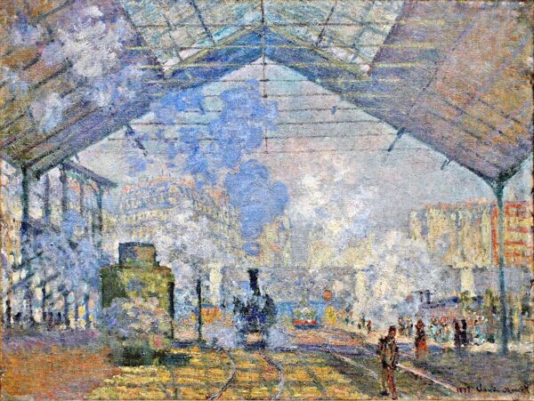 SaintLazareStationExteriorView18771法国画家克劳德.莫奈oscarclaudeMonet风景油画装饰画