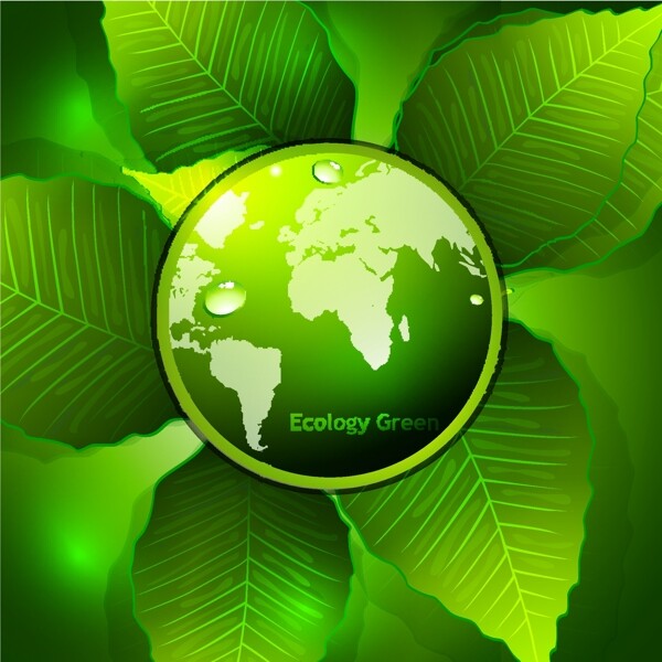 绿叶水珠水滴地球环保背景图片