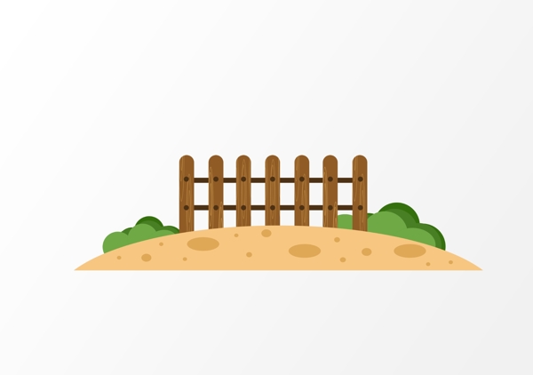 卡通草地栏杆木材围栏栅栏元素