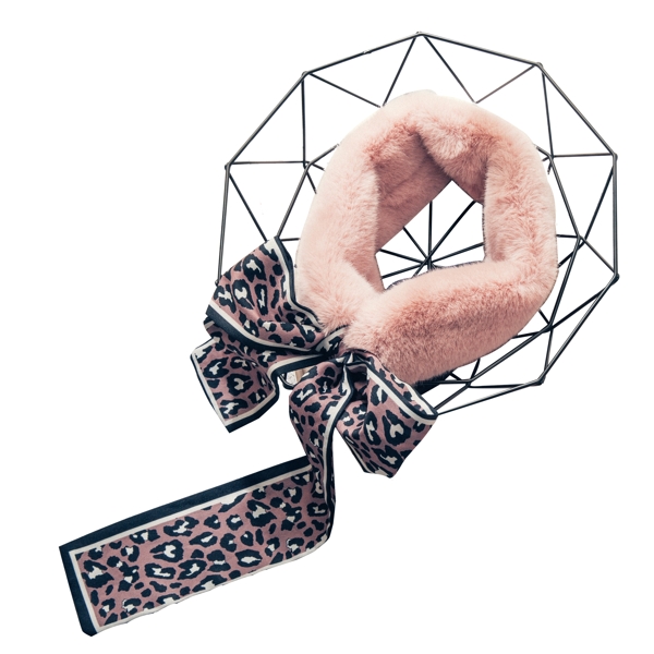 冬天铁网粉色围巾