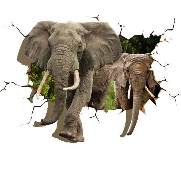大象3D画背景墙