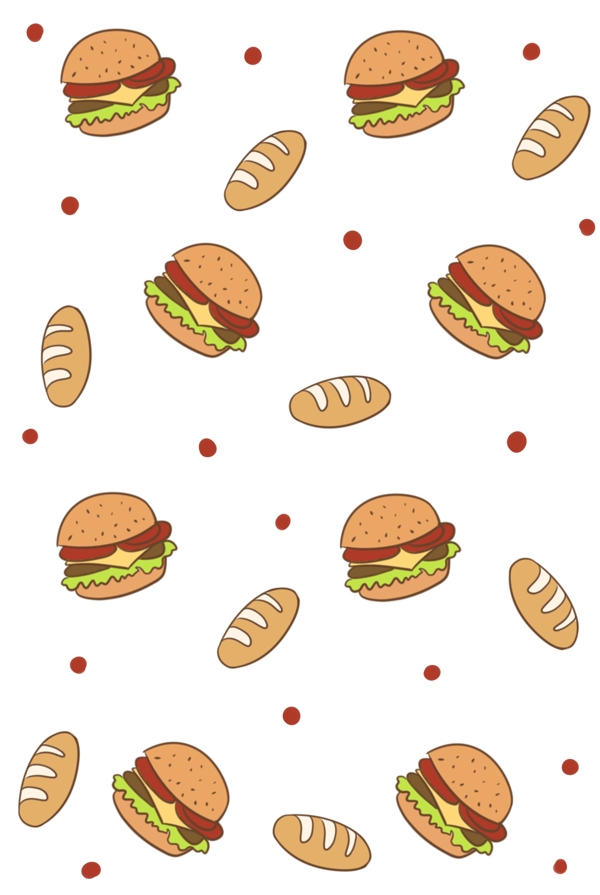 手绘汉堡面包底纹插画