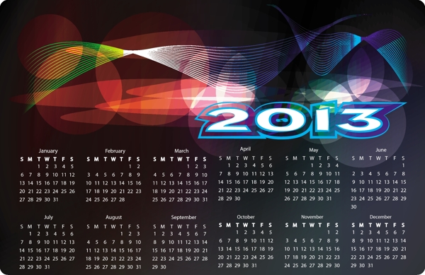 创意日历网格2013矢量的03个元素