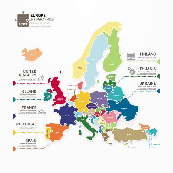 欧洲地图商务信息图