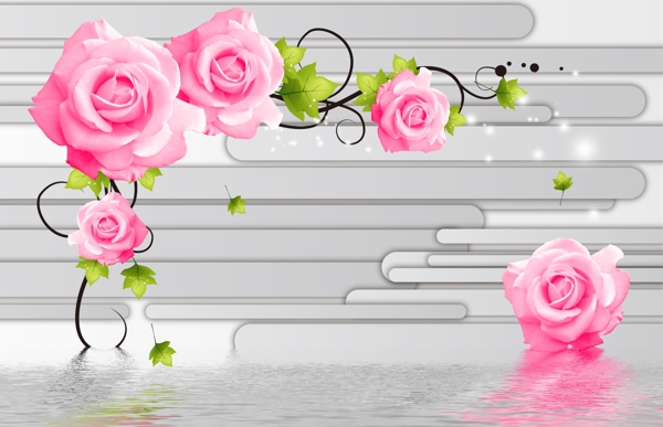 3D水影玫瑰图片