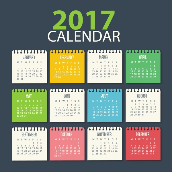 2017矢量日历设计