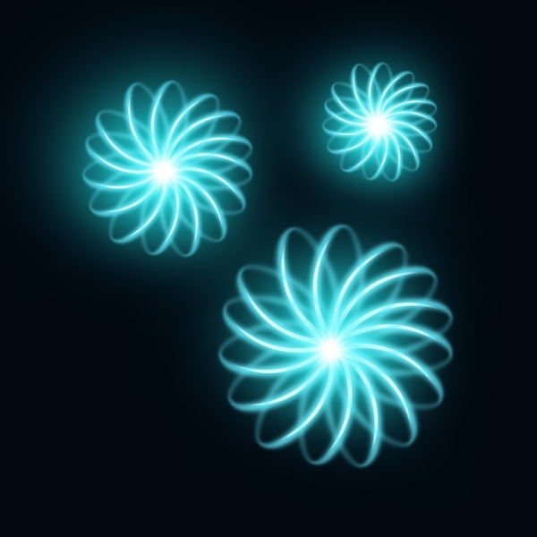 光感旋转花瓣耀光蓝色科技花瓣科装饰饰品PNG