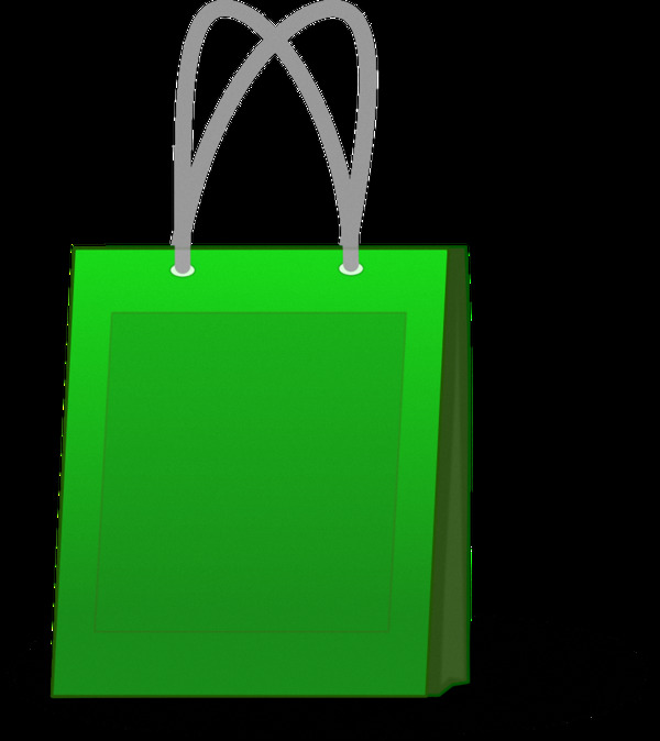 绿色纸质购物袋免抠png透明素材