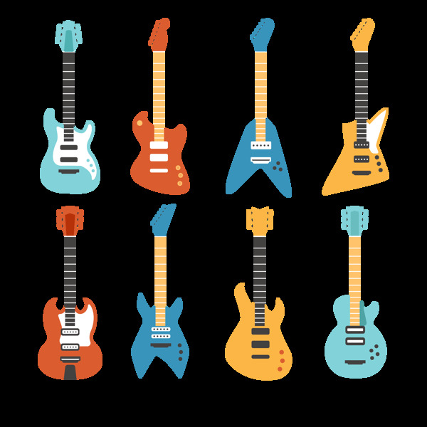 彩色吉他插图免抠png透明图层素材