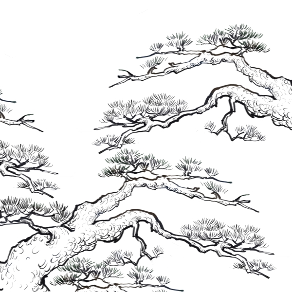 线条松树装饰元素图片