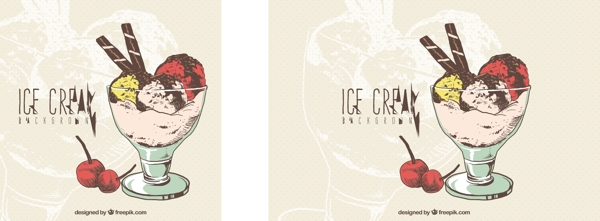 冰淇淋杯插图背景