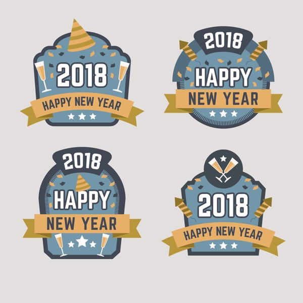 简约2018新年字体标签设计