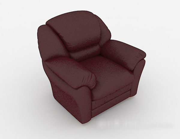 简约暗红色单人沙发3d模型下载