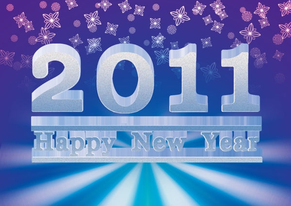 2011年新年冰块字体雪花背景