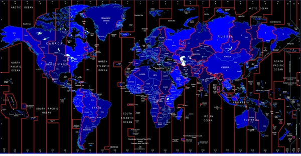 世界时区标识矢量素材图片