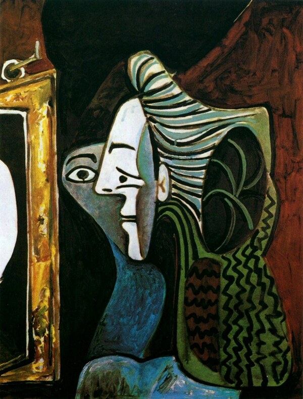 1963Femmeaumiroir西班牙画家巴勃罗毕加索抽象油画人物人体油画装饰画