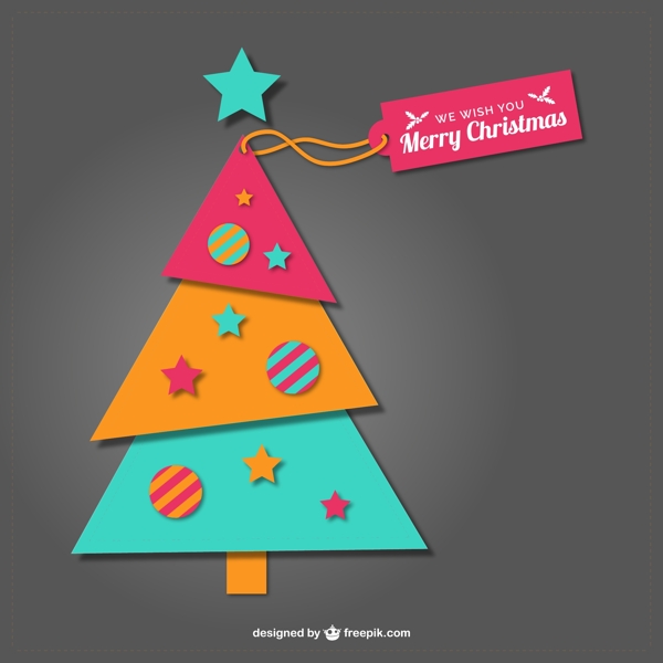 彩色三角圣诞树矢量素材图片