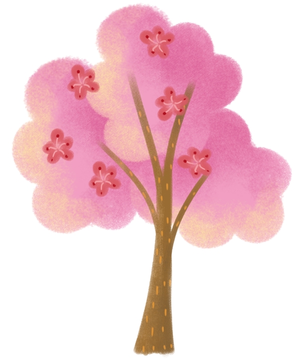 开满花的粉色树