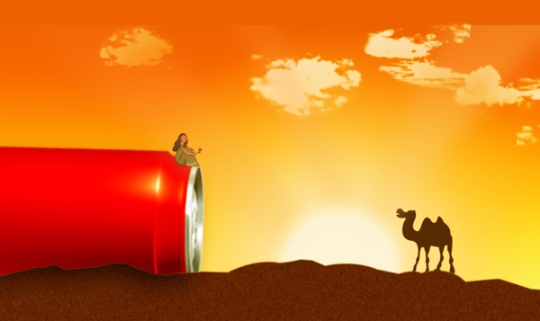 沙漠骆驼黄昏背景