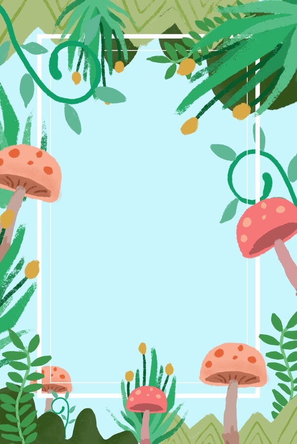 纯色夏日植物海报背景图