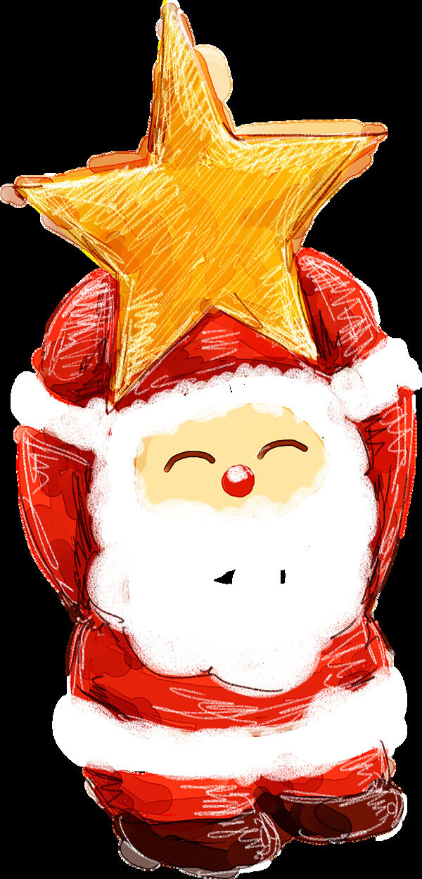 彩绘圣诞老人PNG元素
