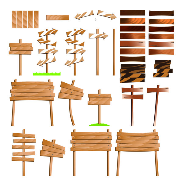 木纹指示牌箭头矢量素材图片