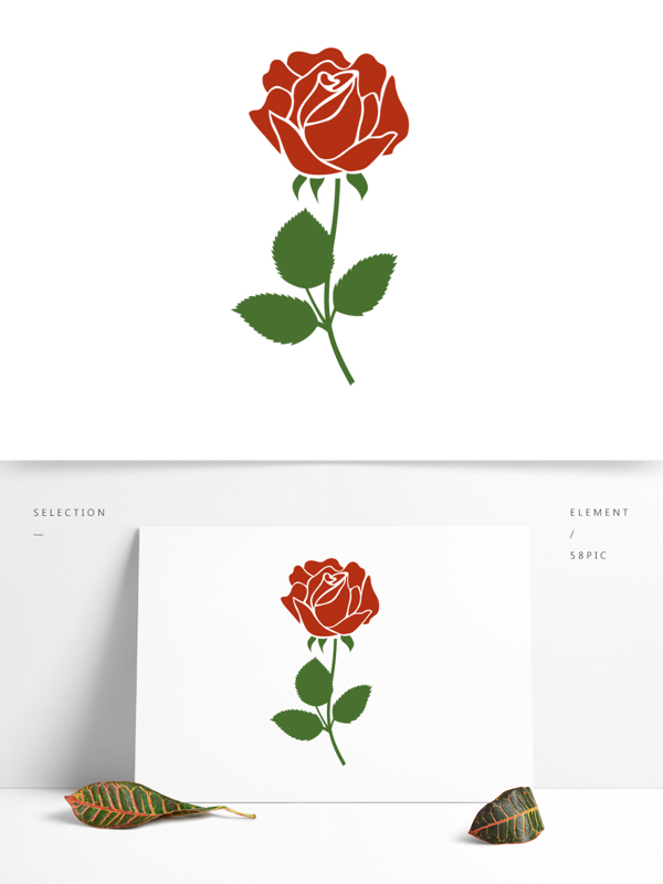 手绘红色玫瑰花矢量可商用海报元素