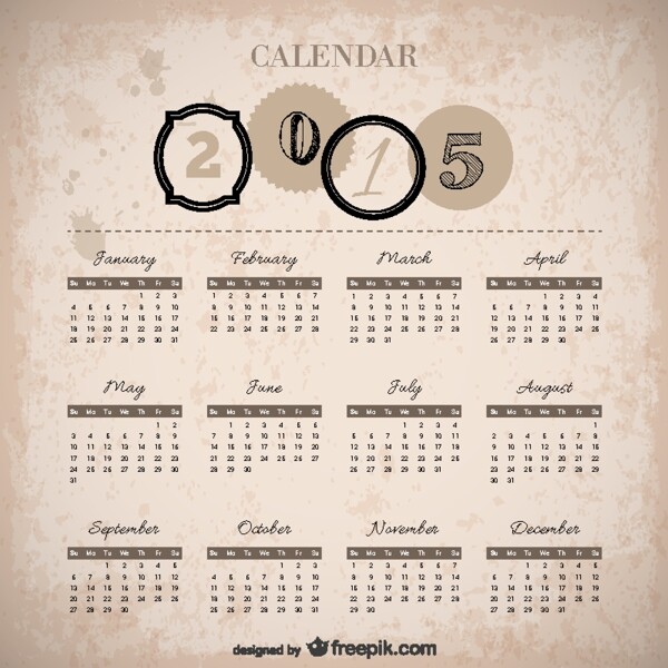 2015年份的日历