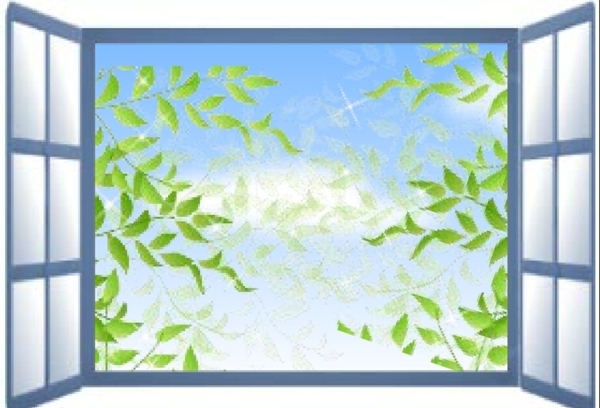 窗户绿叶动态背景视频