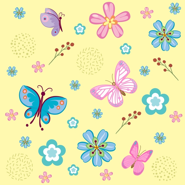 蝴蝶花朵图稿