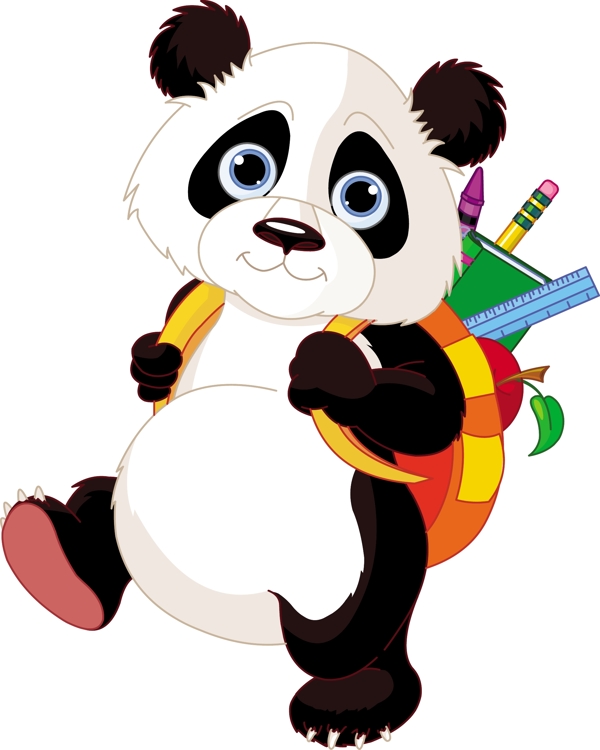 背书包的熊猫卡通画