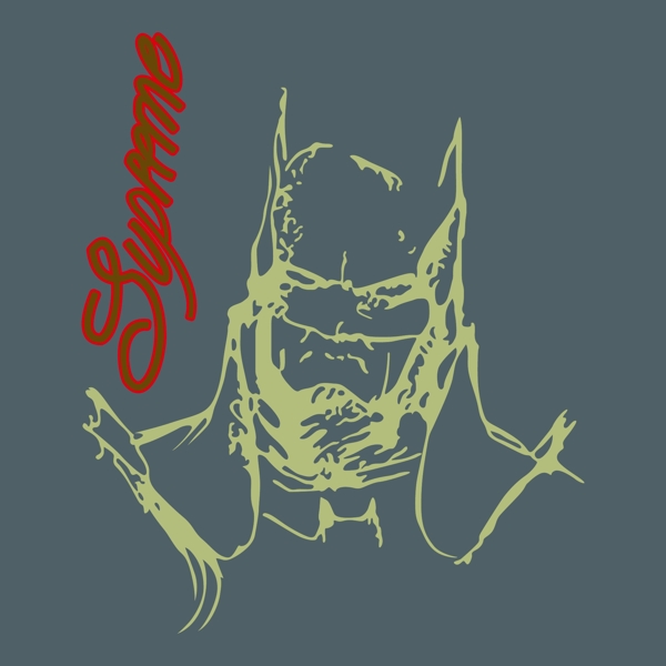 印花矢量图T恤图案图文结合人物蝙蝠侠免费素材