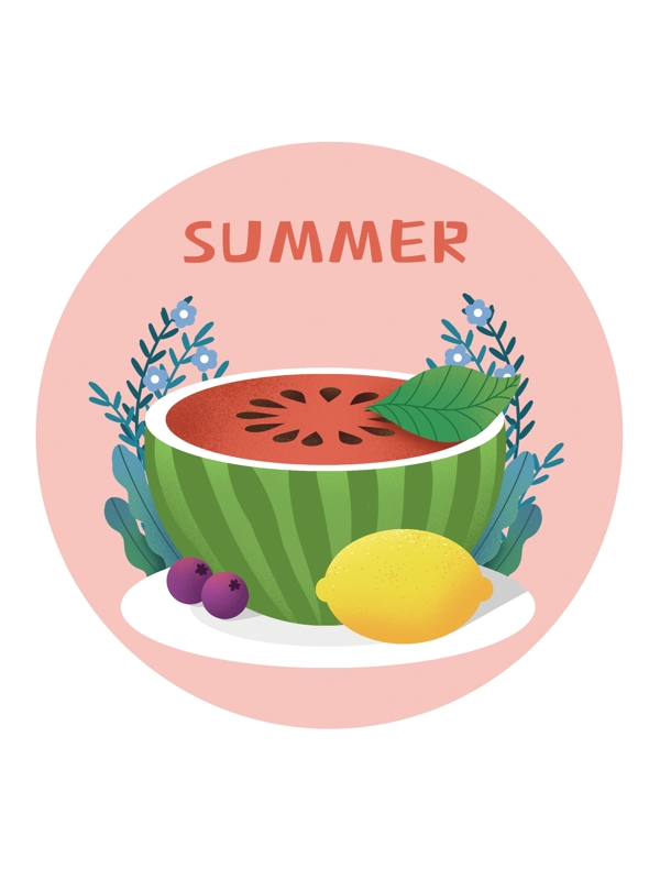 小清新夏季水果帆布袋图案