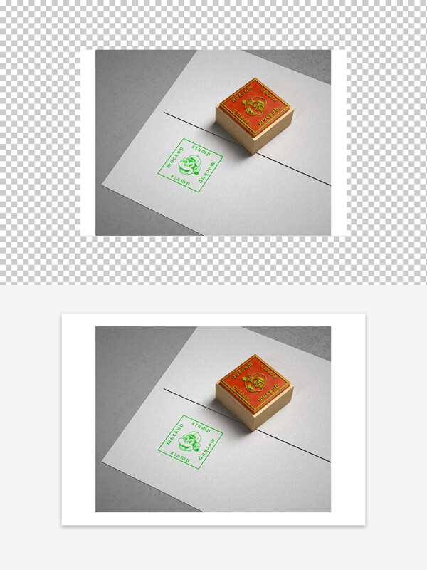 绿色卡通形象方形印章