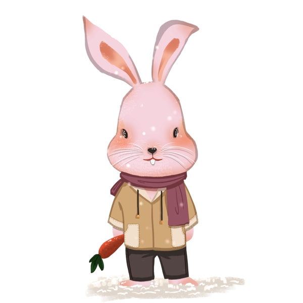 冬天卡通拟人兔子