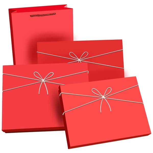 三个红色礼品盒子