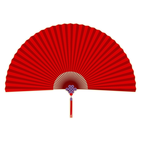 中国风红色喜庆扇子装饰素材