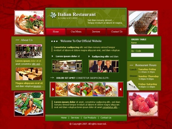 意大利美食餐厅网页模板