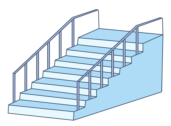 蓝色的楼梯装饰插画