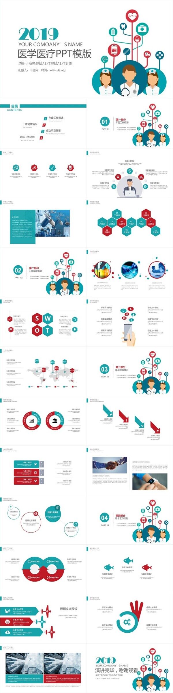 2019医学医疗工作总结计划PPT模板