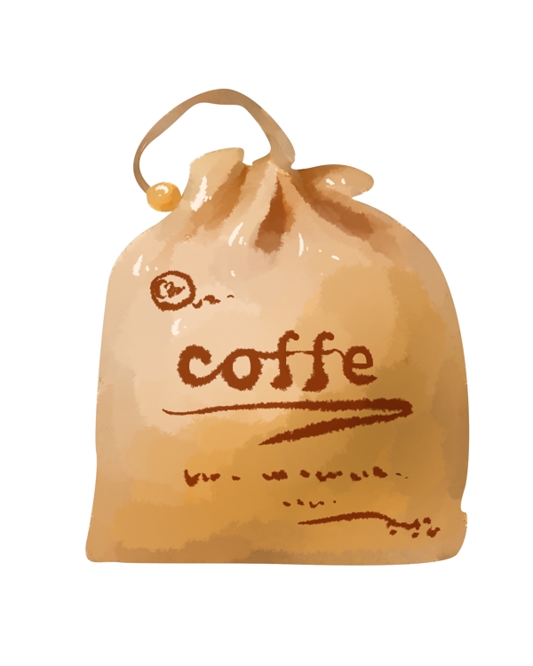 手提咖啡袋手绘插画