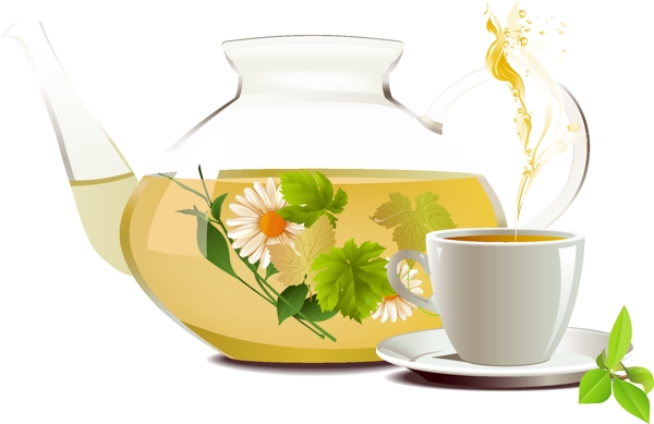 茶壶茶杯水菊花图片