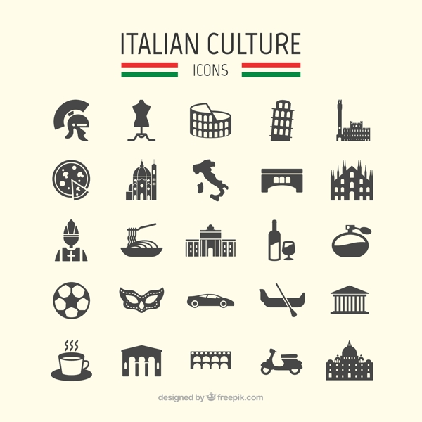意大利旅游元素图标矢量素