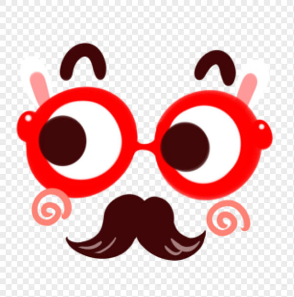 卡通可爱小胡子大眼睛戴眼镜卖萌表情包
