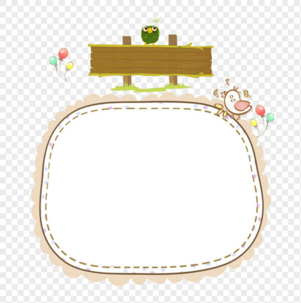 卡通手绘木头小鸟气球环形棕色便签条