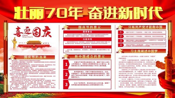 2019红色党建国庆节宣传栏