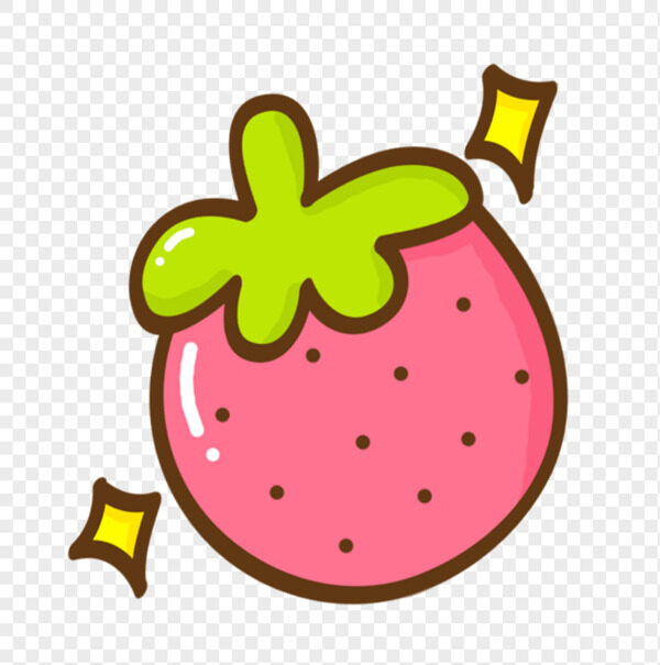 手绘卡通圆圆粉色小草莓黑色点点可爱图案
