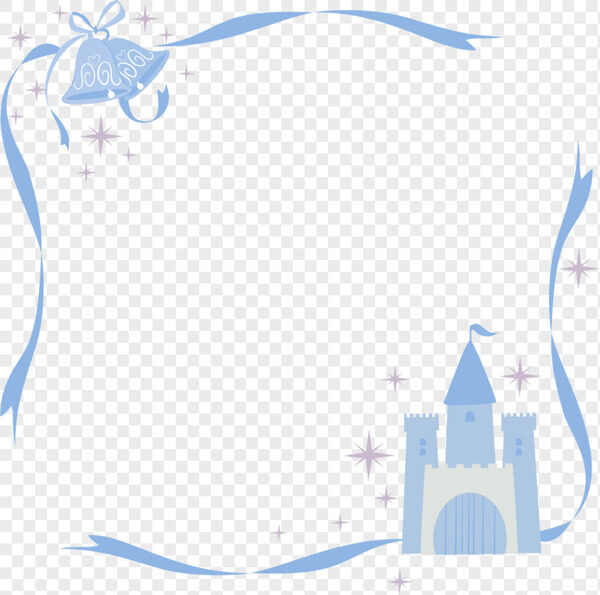 简约线条手绘蓝色梦幻城堡主题边框装饰