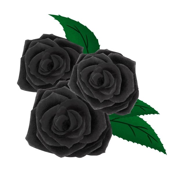 黑色情人节手绘黑玫瑰设计元素